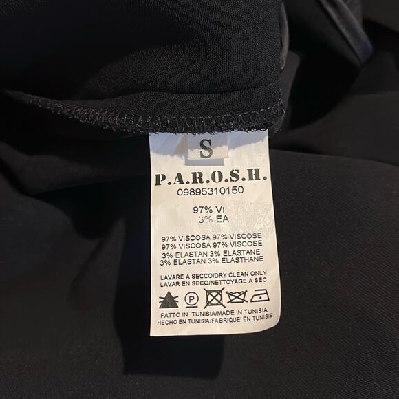 P.A.R.O.S.H. Sleeveless Faux Wrap Ruffle Dress Black Size S - Picture 11 of 13